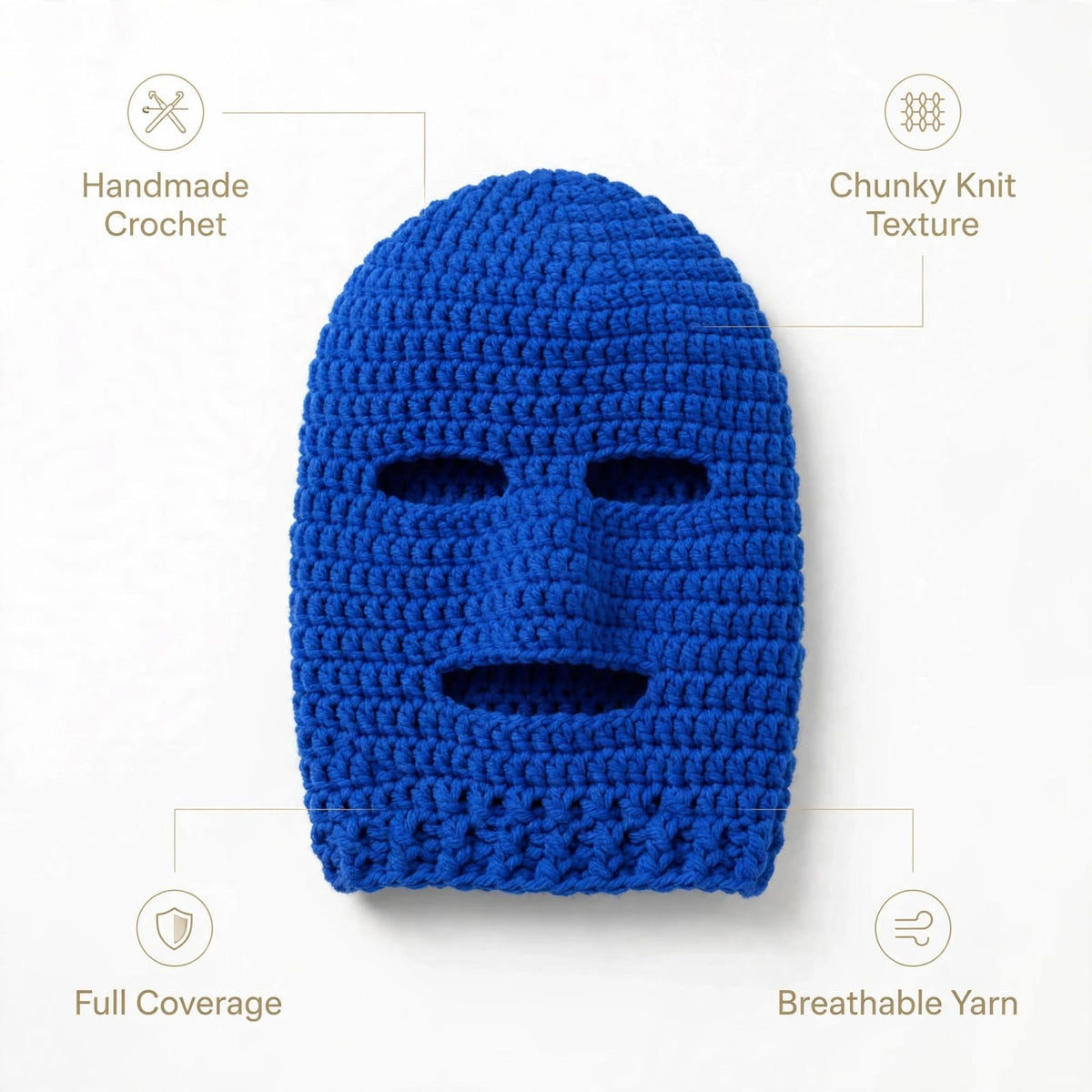 Handmade Crochet Navy Blue Full Face & Neck Mask – Eye & Mouth Opening