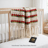 Handmade Crochet Baby Blanket – Cream & Rose Floral Design with Hanging Tassels
