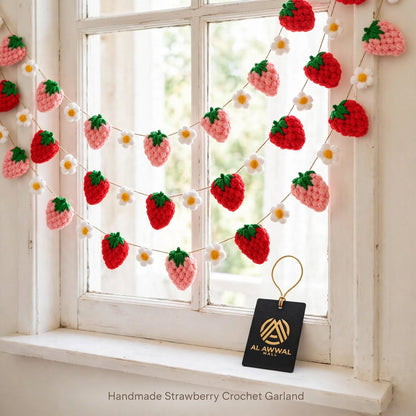 Handmade Crochet Strawberry Garland – Cute Birthday Party Decoration