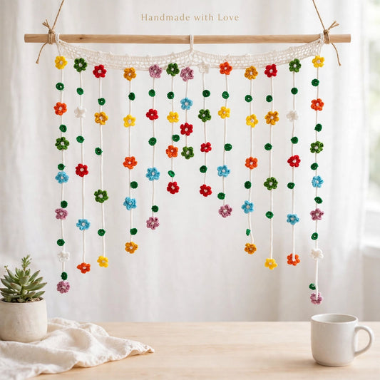 Handmade Crochet Floral Door Curtain – Beautiful Flower Crochet Home Decor