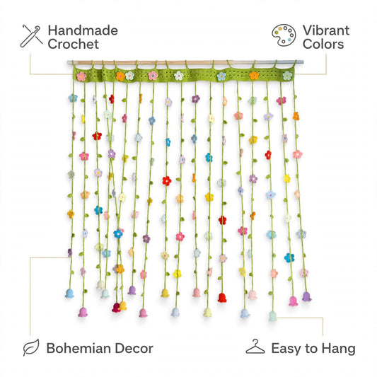 Handmade Crochet Floral Door Curtain – Fresh Flower Room Divider