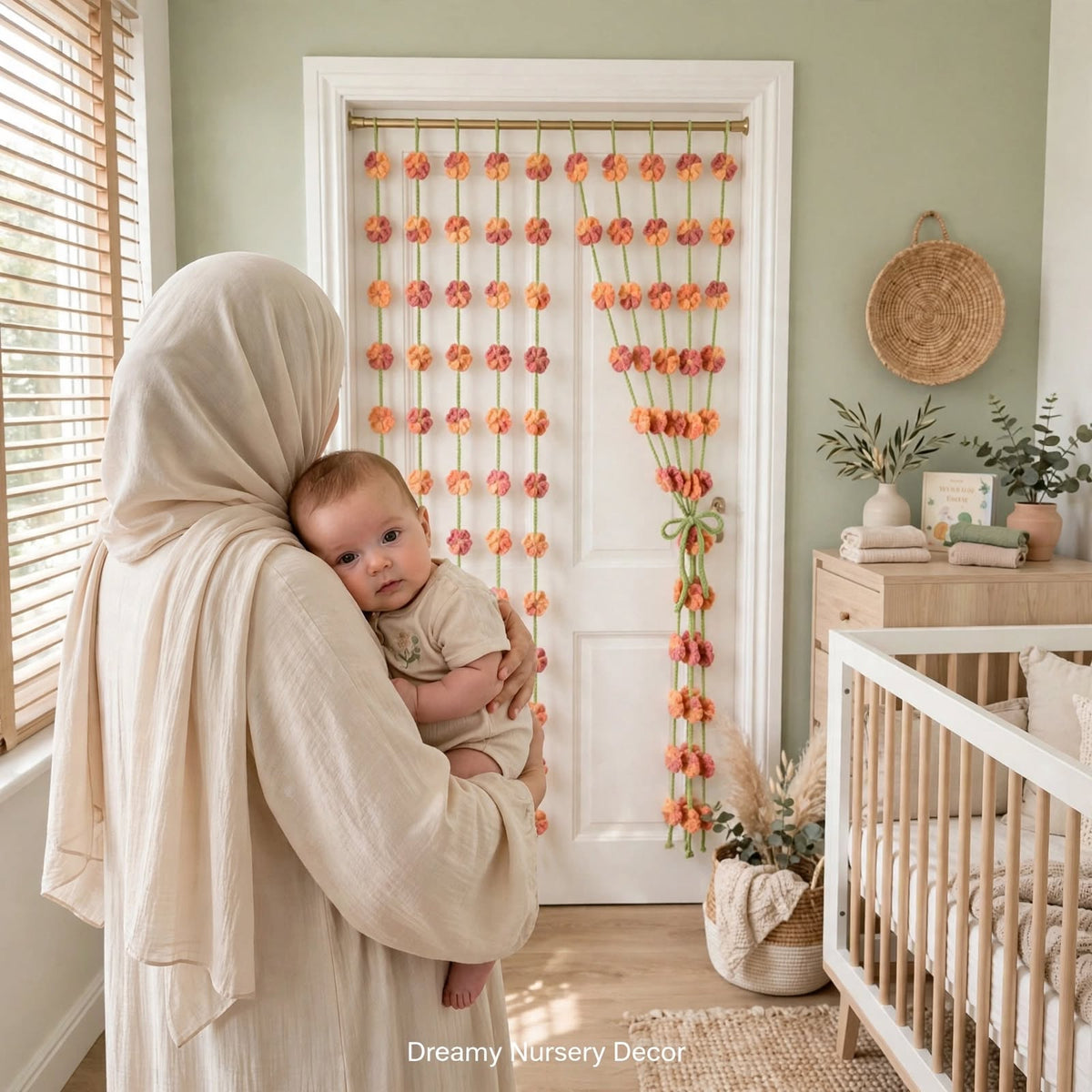 Handmade Crochet Flower Door Hanging – Floral Bedroom & Door Decor