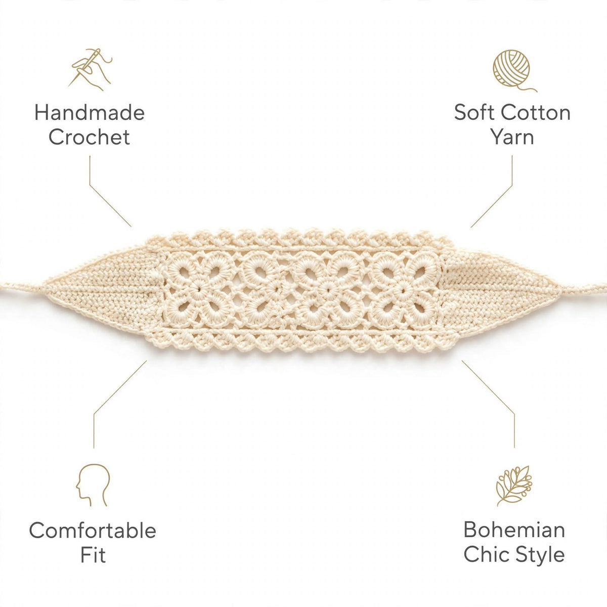 Handmade Crochet Simple Lace Hair Band – Elegant Lace Design
