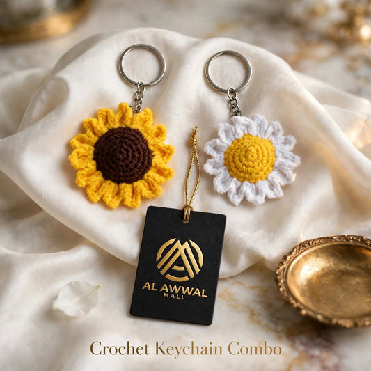 Handmade Crochet Flower Keychain Combo – Sunflower & Daisy