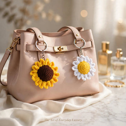 Handmade Crochet Flower Keychain Combo – Sunflower & Daisy