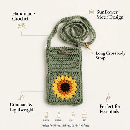 Handmade Crochet Shoulder Bag – Greenish White, Mustard & Earthy Beige Color Options