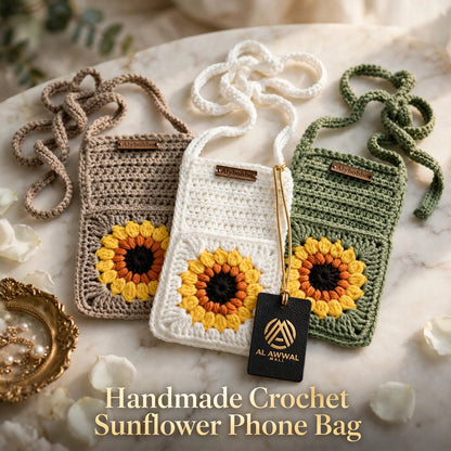 Handmade Crochet Shoulder Bag – Greenish White, Mustard & Earthy Beige Color Options