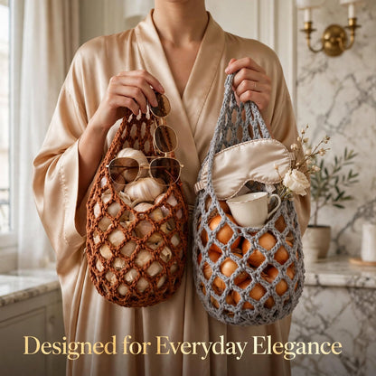 Handmade Crochet Mesh Wall Pocket Organizer – 2 Unique Color Options