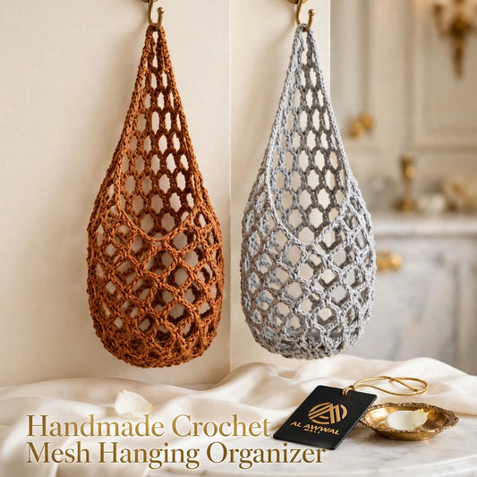 Handmade Crochet Mesh Wall Pocket Organizer – 2 Unique Color Options
