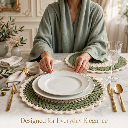 Handmade Crochet Round Table Mats – Elegant Individual Table Decor