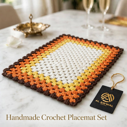 Handmade Crochet Square Table Mat – Elegant Tea & Serving Decor