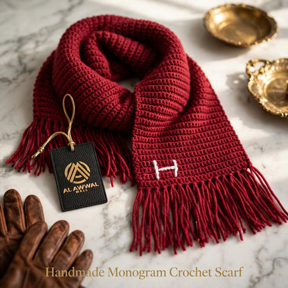 Handmade Crochet Maroon Scarf – Simple & Elegant Winter Wrap