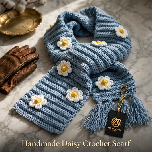 Handmade Crochet Floral Winter Scarf – Cozy & Stylish for Women & Girls
