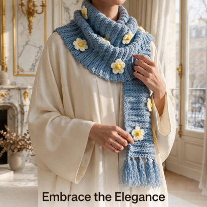 Handmade Crochet Floral Winter Scarf – Cozy & Stylish for Women & Girls