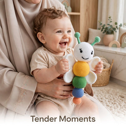 Cute Handmade Butterfly Baby Soft Toy – White Wings & Multicolor Body