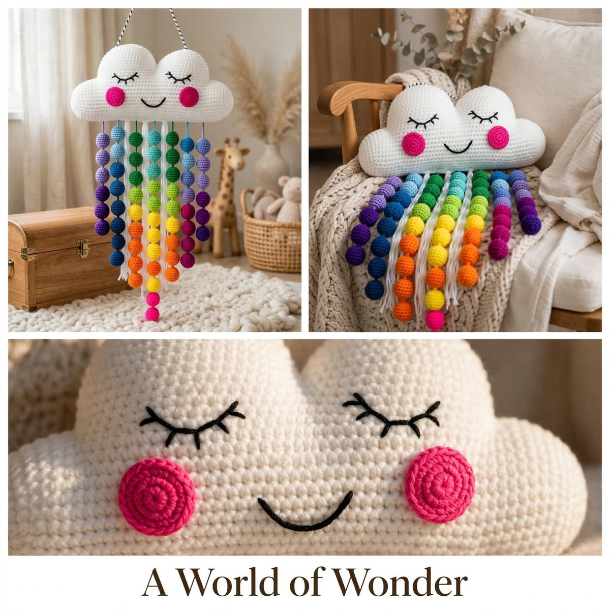 Cute Handmade Rainbow Cloud Baby Hanging – Colorful Hanging Balls
