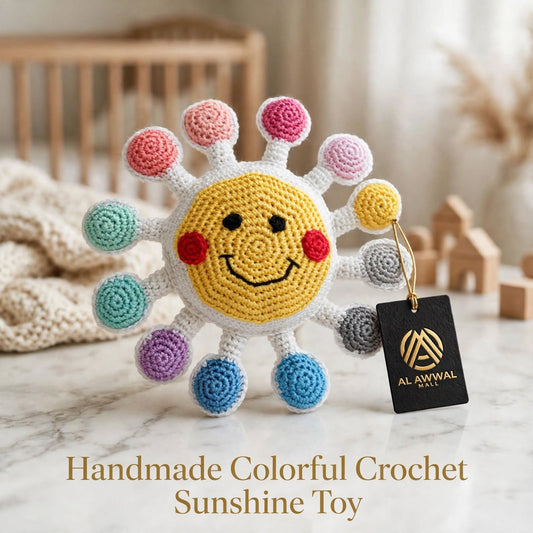 Cute Handmade Sunshine Baby Soft Toy – Smiley Face & Colorful Rays