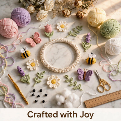 Handmade Crochet Baby Hanging Mobile – Skin Tone Ring with Nature Charms