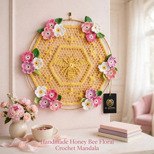 Handmade Crochet Floral Mandala Wall Hanging – Colorful Flowers & Hoop Decor
