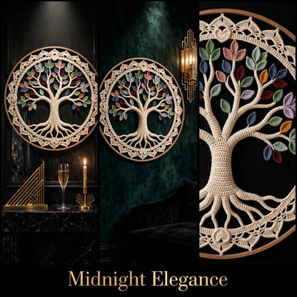 Handmade Crochet Tree Mandala Wall Hanging – Multicolor Tree Design with Cream Petal Edge..