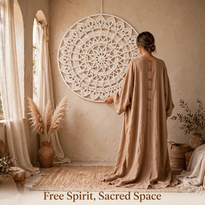 Handmade Crochet Woven Mandala Wall Hanging – Simple Cream Petal Design