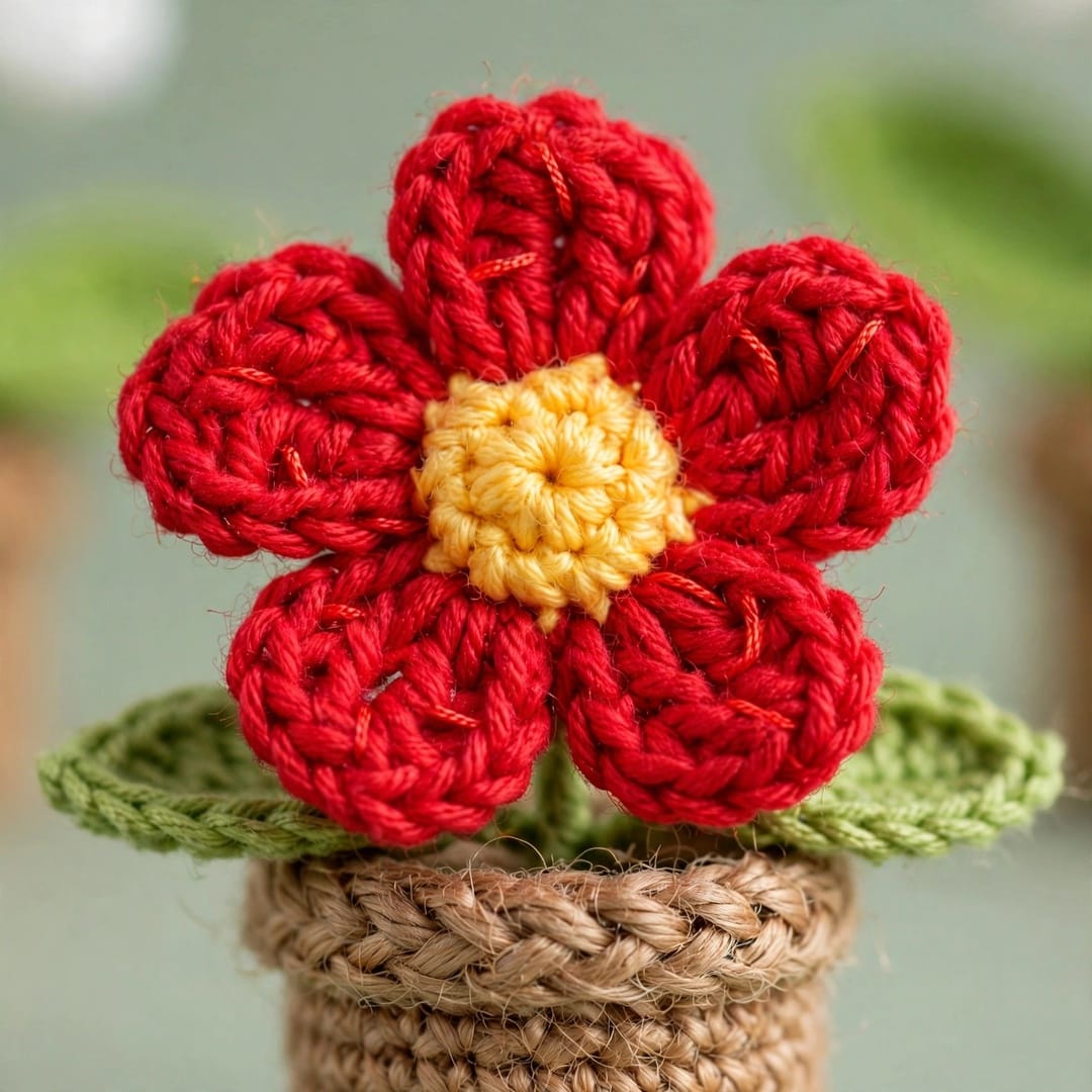 Handmade Crochet Beige Coat with Colorful Daisy Flower