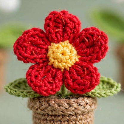 Handmade Crochet Beige Coat with Colorful Daisy Flower