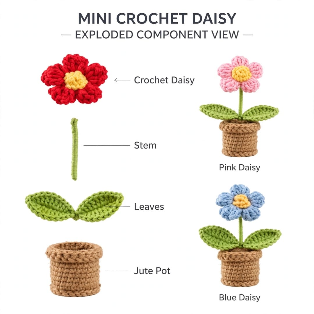 Handmade Crochet Beige Coat with Colorful Daisy Flower