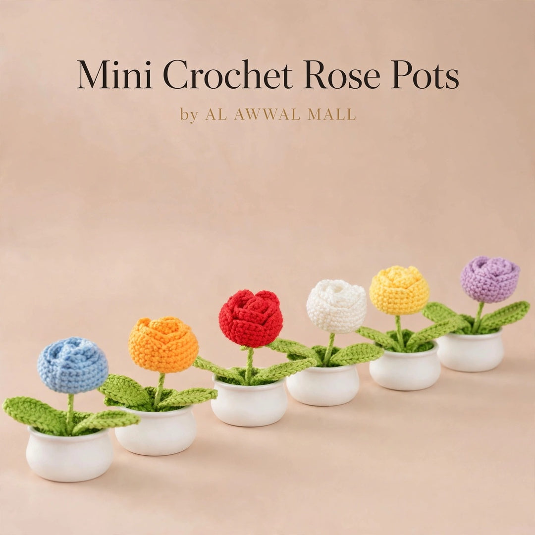 Handmade Crochet Rose Flower in a Pot – Different Colors Available
