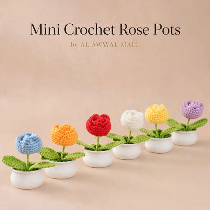 Handmade Crochet Rose Flower in a Pot – Different Colors Available