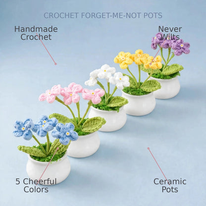 Handmade Crochet Daisy Flower in White Pot – Different Colors Available