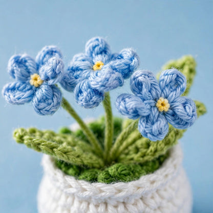 Handmade Crochet Daisy Flower in White Pot – Different Colors Available