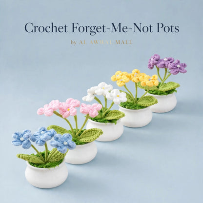 Handmade Crochet Daisy Flower in White Pot – Different Colors Available