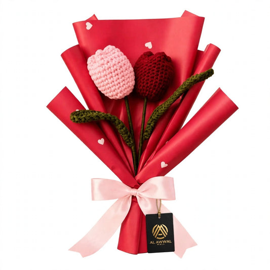 Handmade Tulip Flower with Paper Wrap and Ribbon Bow
