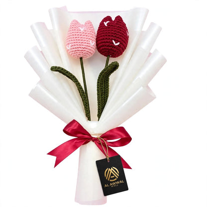 Handmade Tulip Flower Bouquet with White and Baby Pink Flowers