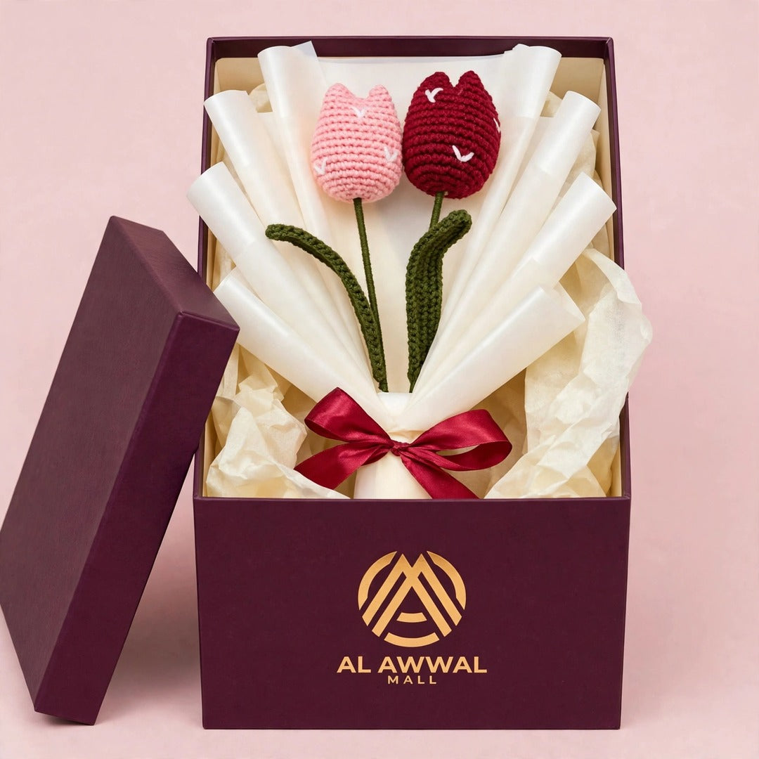 Handmade Tulip Flower Bouquet with White and Baby Pink Flowers