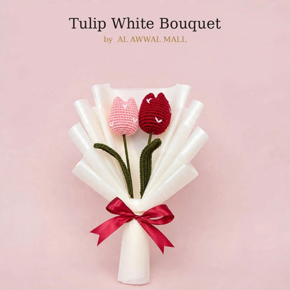 Handmade Tulip Flower Bouquet with White and Baby Pink Flowers