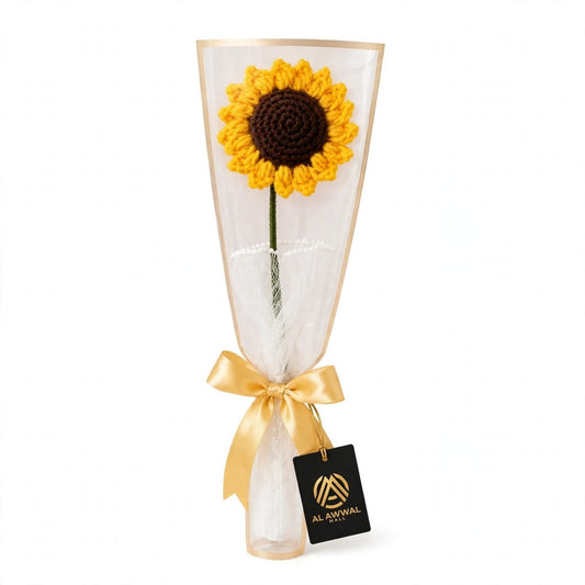 Handmade Sunflower Bouquet with Transparent Cellophane Wrap and Golden Border