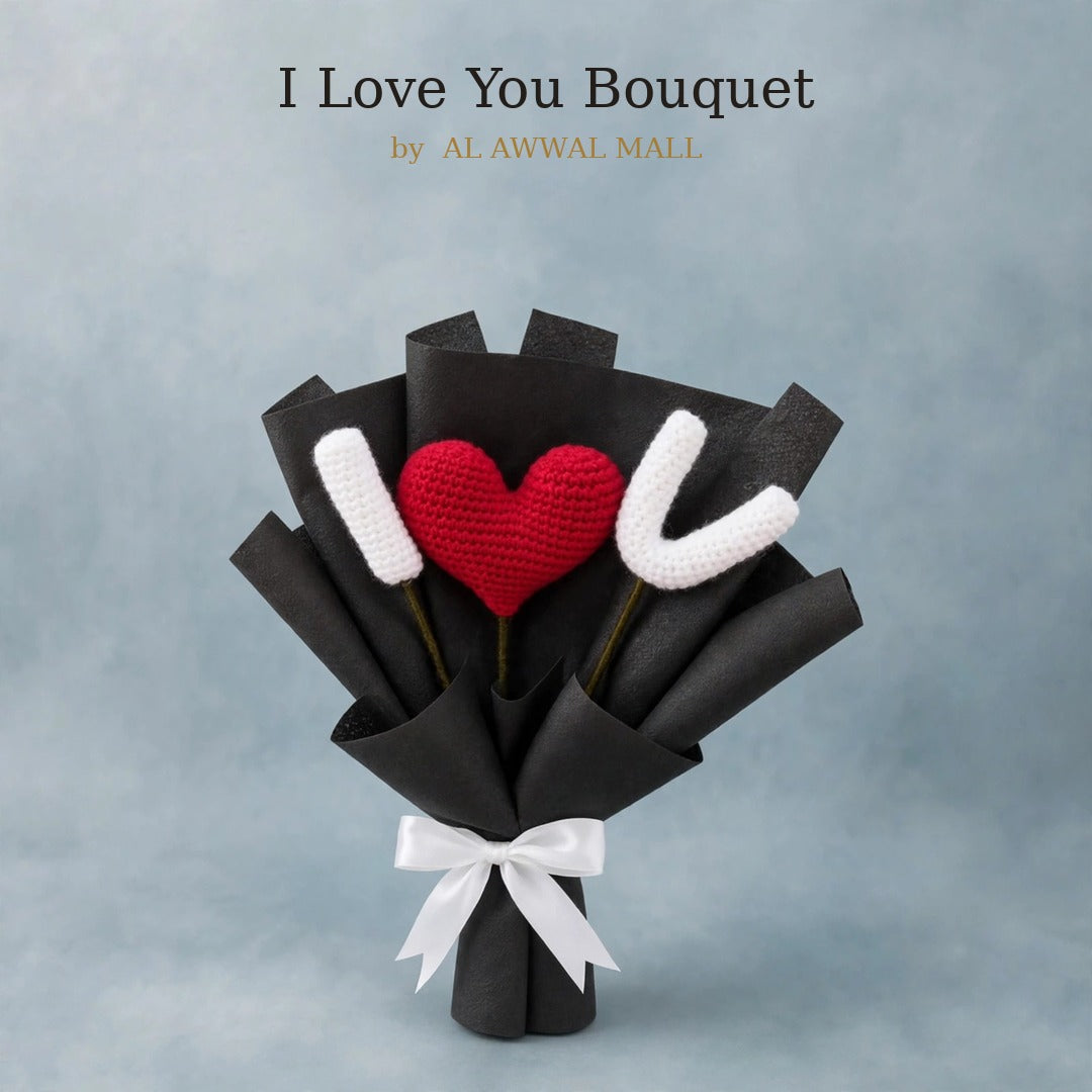Red Heart Shape Rose Bouquet with I & U Letters