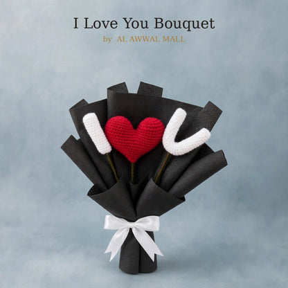 Red Heart Shape Rose Bouquet with I & U Letters