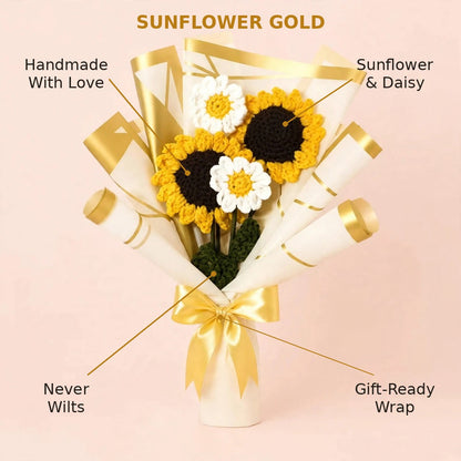 Sunflower & White Daisy Flower Bouquet with Cream Paper Wrapping