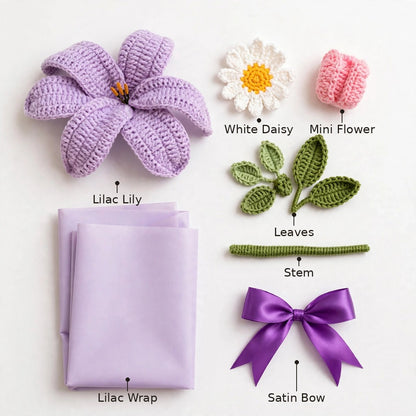 Lilac Lily & White Daisy Bouquet with Mini Flowers and Purple Wrapping