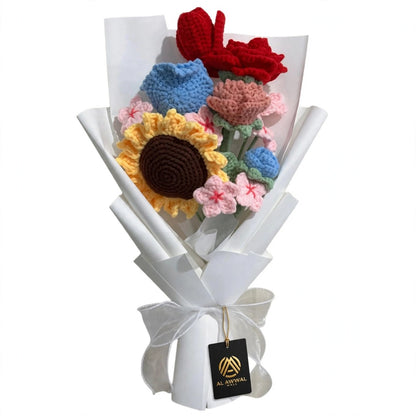 Red & White Rose Bouquet with Mini Rose Buds, Eucalyptus Leaves & Craft Wrapping