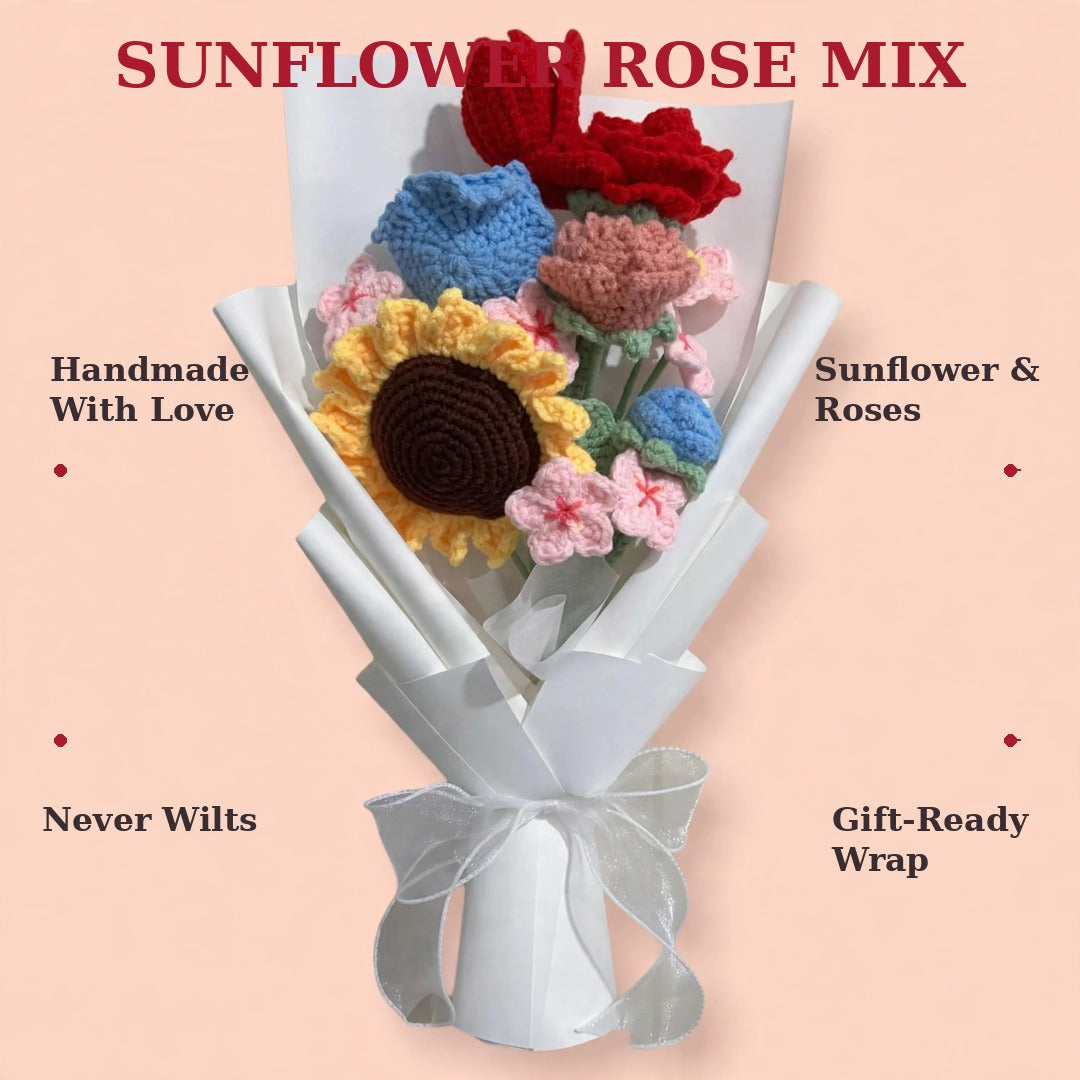 Red & White Rose Bouquet with Mini Rose Buds, Eucalyptus Leaves & Craft Wrapping
