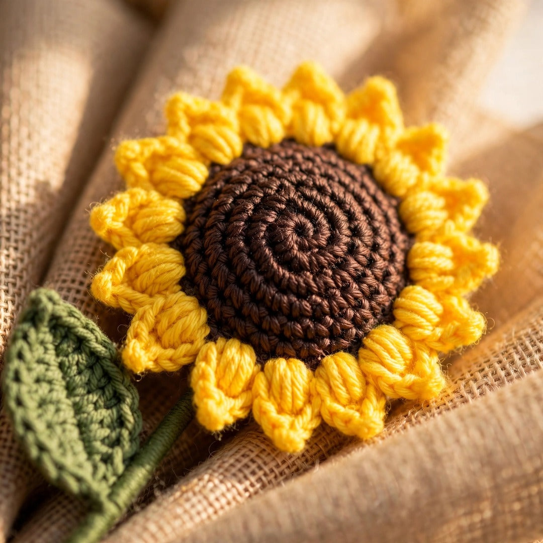 Sunflower Bouquet with Brown Bud, Burlap Wrapping & Ribbon Bow