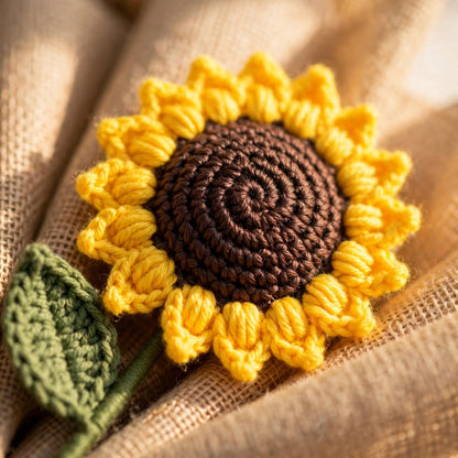 Sunflower Bouquet with Brown Bud, Burlap Wrapping & Ribbon Bow
