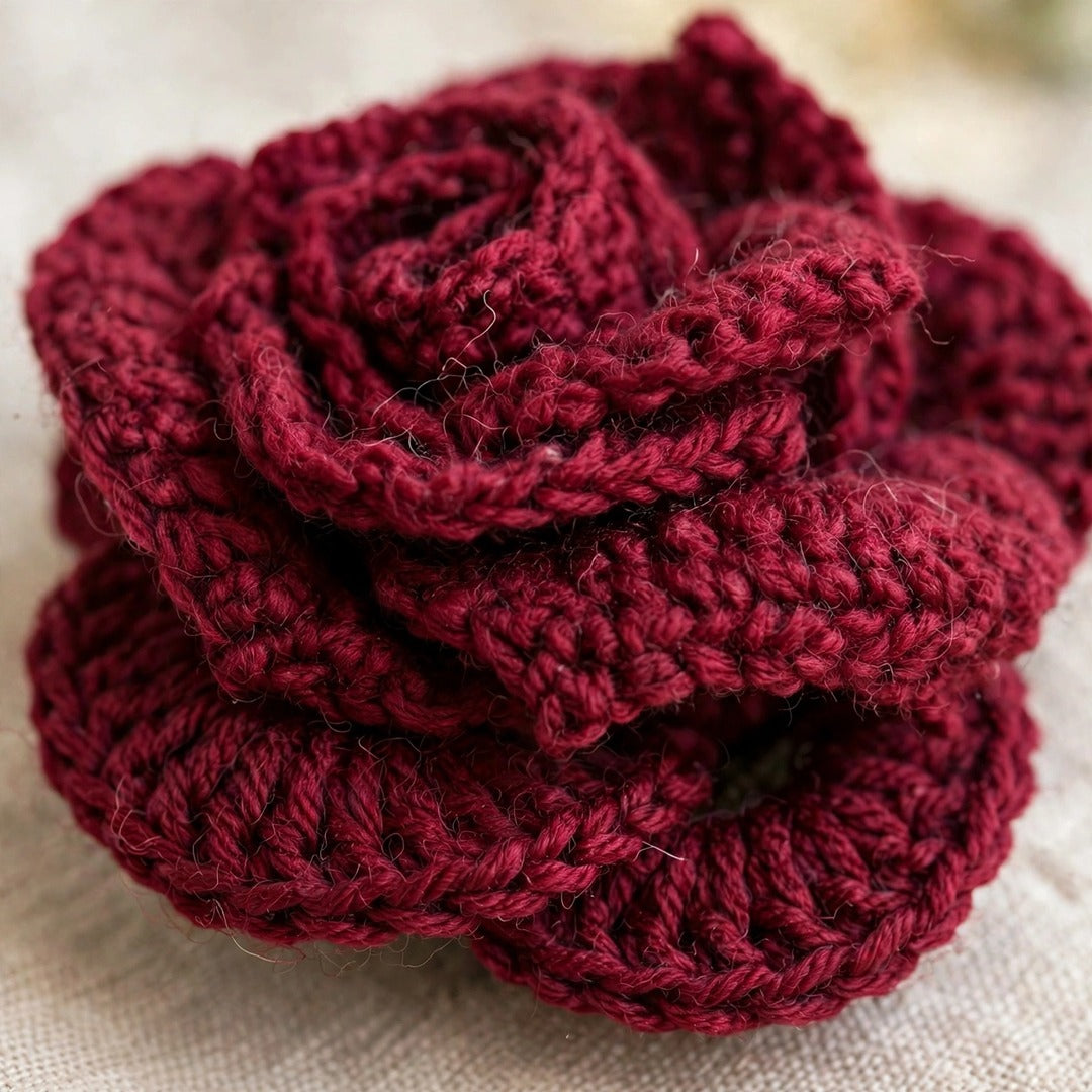 Maroon Rose Bouquet with Black Mesh, Kraft Wrapping & Golden Ribbon Bow