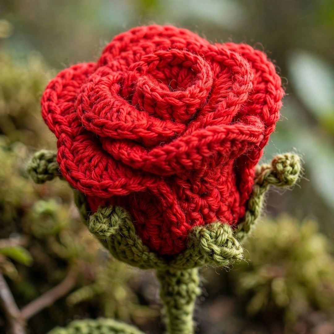 Single Red Rose with Black Wrapping & Golden Ribbon Bow