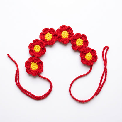 Handmade Crochet Daisy Flower Hair Band in Red and Yellow Details