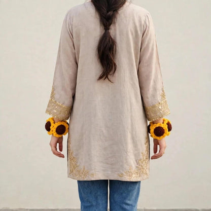 Handmade Crochet Bridal Gajra with Yellow Sunflowers and Brown Centers
